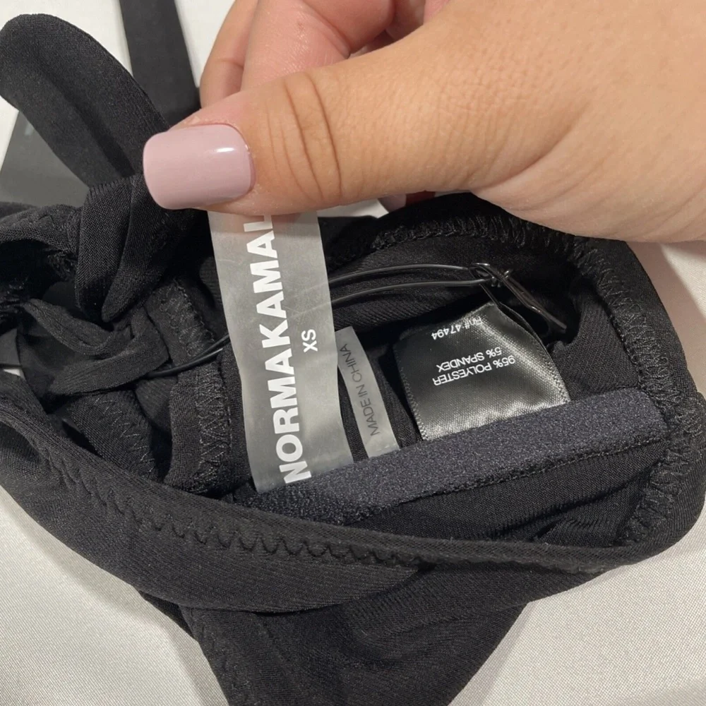 NWT Norma Kamali [ XS ] Tie-Front Bra‎ Bikini Top in Black